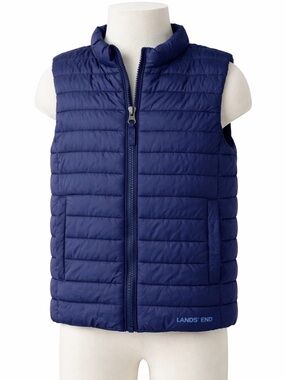 Lands’ End Kids Puffer Vest Navy Blue Size S 6-7 Lightweight Zip